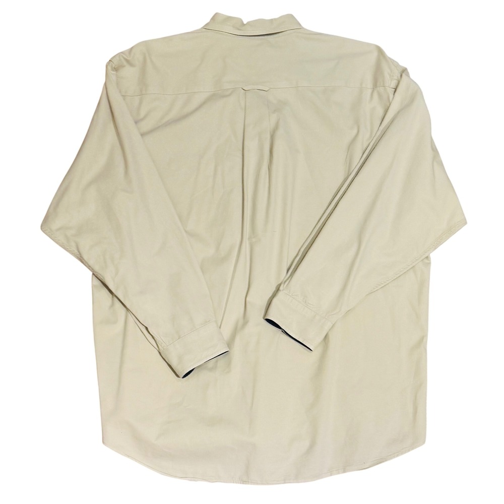Vintage Woods & Gray Button Down Shirt Beige Cotton Twill Utility Men's Large - Picture 3 of 9